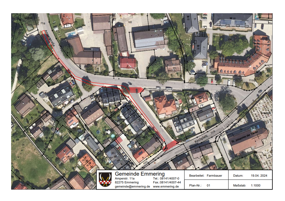 Teile der Amperstraße wg. Bauarbeiten noch bis vrs.  29. April 2024 gesperrt